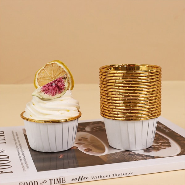 50 STK fortykket muffin cupcake liner guld kage wrappers bagning Pink