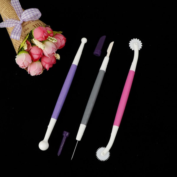 3kpl / set Fondant Pens Cake Decor Flower Moing askartelutyökalu