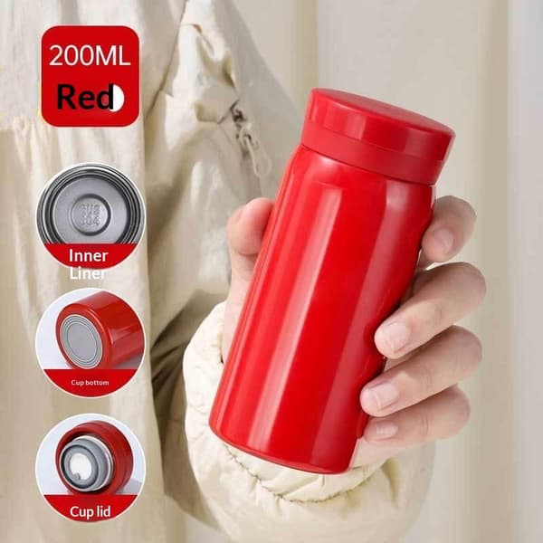 200 ml Mini Termosflaske Kaffekrus Rustfritt Stål Isolert Red