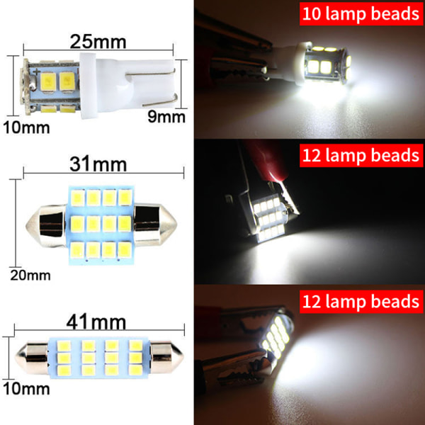 20 kpl Auton sisävalot Dome Light -auton polttimosarja T10 Set