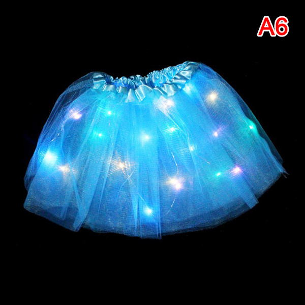 Girl Butterfly Light Up Tutu LED Nederdel Glow Flower Wreath Blue