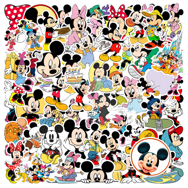 50 Stk/pose Mickey Mouse Stickers Cartoon Stickers Guitar Skatebo
