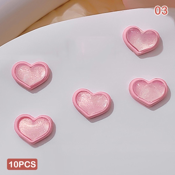 Pink Bowknot Perler Heart Bear Nail Smykker Manicure Accessorie 03