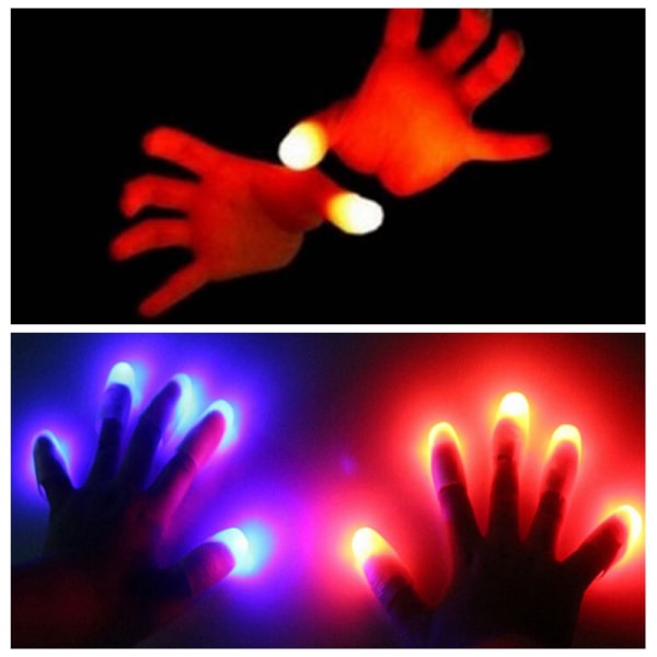 2 kpl Magic Super Bright Light Up Peukalot Sormet temppu ilmestyy