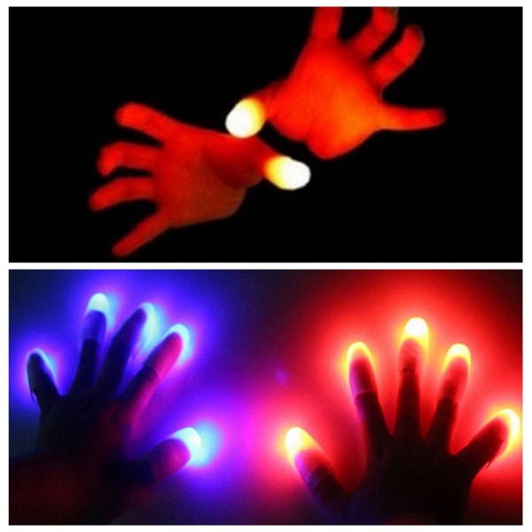 2 stk Magic Super Bright Light Up Tommelfingre Triks vises