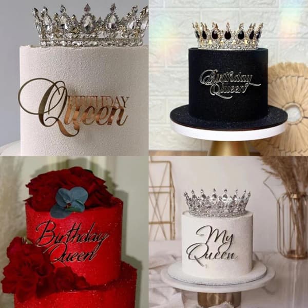 Krone Tiara Kake Topper Krystall Perle Cupcake Topper Festkake Silver