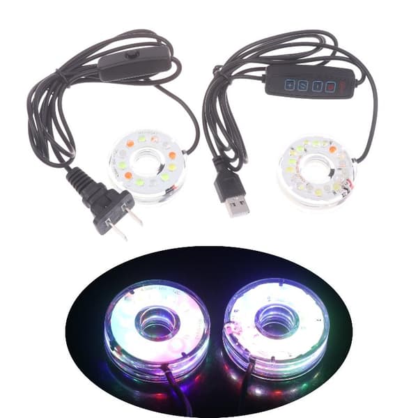 1 stk USB LED belysning farverigt lys DC rund lampe til fisk A3 5V USB