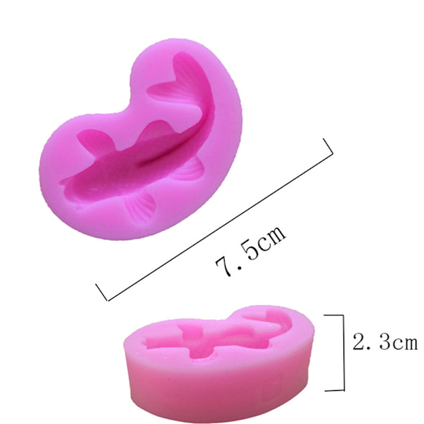 Silikon-Fondant-Tårtformar-3D-Fisk-Ljus-Mögel-Choklad-form