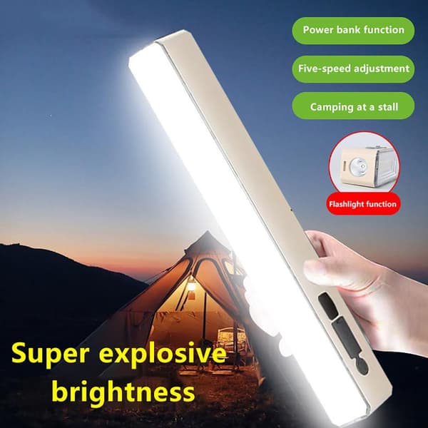 LED Camping Arbejdslys med krog USB Genopladelig Underhjelm Arbejdslys 22cm 2000mah