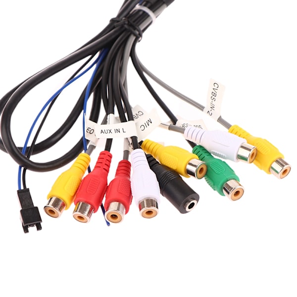 Bilradiokabel 20-pin RCA-udgang AUX ledningsnet Ledningstilslutning 8 Head w/Card Slot