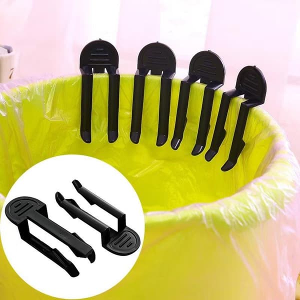10 plastavfallsposeklemmer - søppelbøtteholdere Black