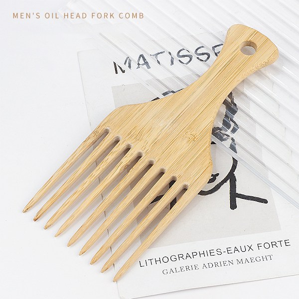 1 st naturlig bambu trä hårborste hårbotten massage kam bred T B