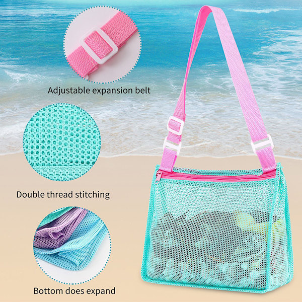 Beach Toy Mesh Bag Barn Shell förvaringsväska Beach Toy Seashell Ba Pink