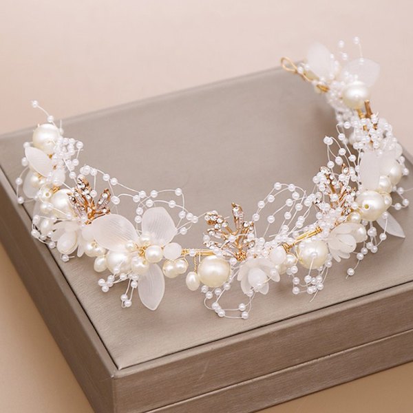 Pearl Flower Pannebånd Brudehodeplagg Wedding Crown Fashion A1