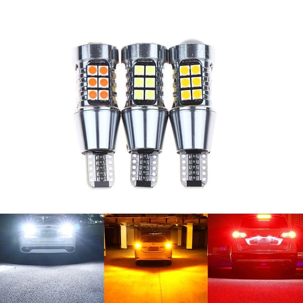 2st T15 3030 27SMD LED-lampor Canbus Bilbelysning Extra Broms Red 2Pcs