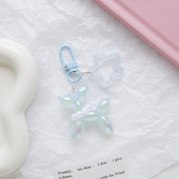 Candy Color Luminous Balloon Dog Star Pearl Keychain e Animal A Blue