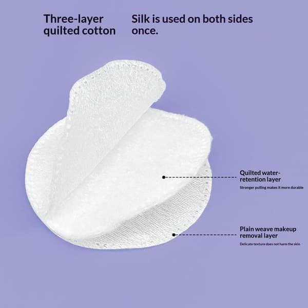 Engangs sminkebomullspad 100/120 stk. Myk, rund, trelags plain weave