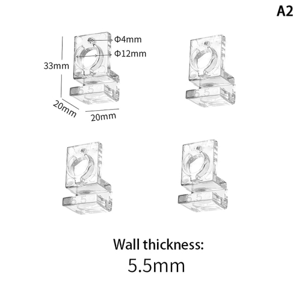 4 stk Aquarium Akryl Clips Akvarium Låg Dæksel Support Holder 5.5mm