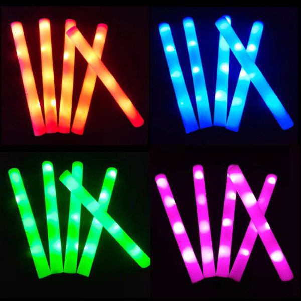 LED Glow Sticks Glow Foam Stick Cheer Tube Dark Light Fødselsdag Pink