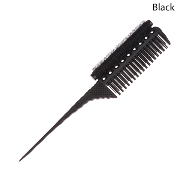 Kannettava hiuskampa hiusharja 3-rivinen kiusantekokampa kampaamo Black