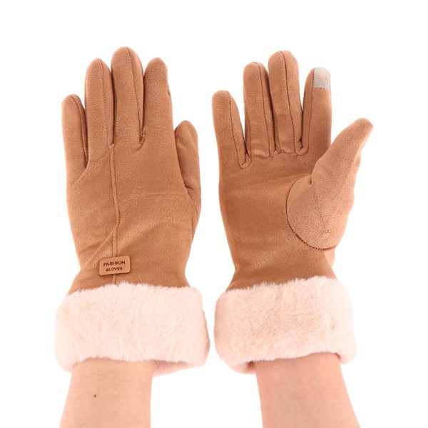 Kvinder Handsker Furry Varme Luffer Fuld Finger Vanter Damer Outdoor Gray