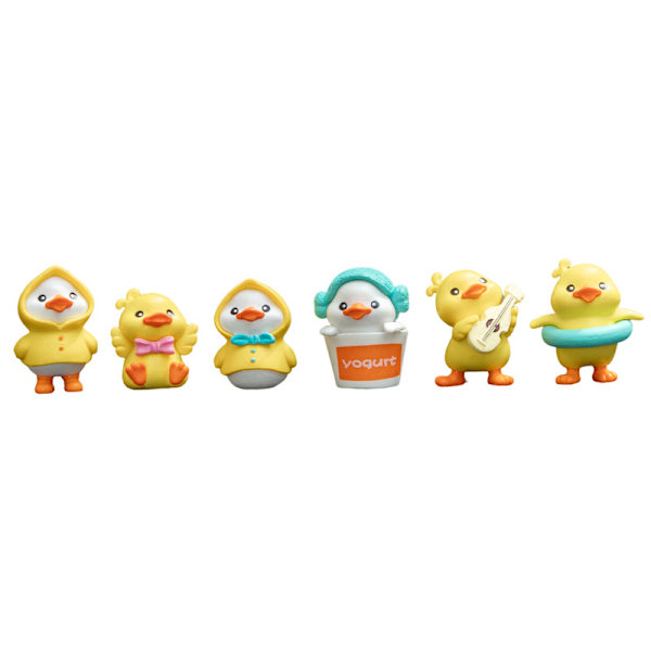 6 STK Kreativ tegneseriefigur Mini Duck Modell Dekorasjon Bil Int