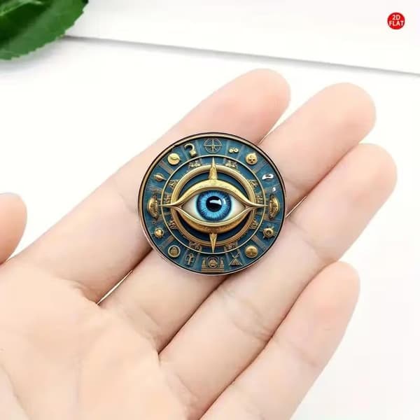 Retro All Sight Devil's Eye Runde Brosjer Menn Kvinner Frakk Smykke