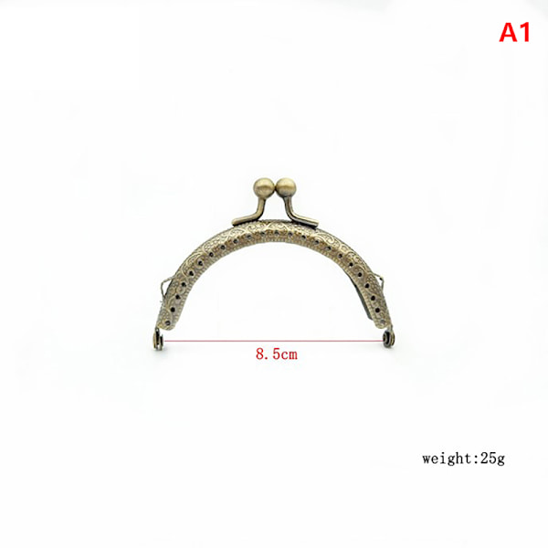 Tee-se-itse metallinen puoliympyrän muotoinen kehys Kukkaro Kahva Kolikkolaukut Metal Kiss Clas 12.5cm