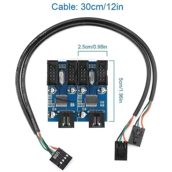 1 stk. 9-bens USB-splitter bundkort USB hun-interface-header