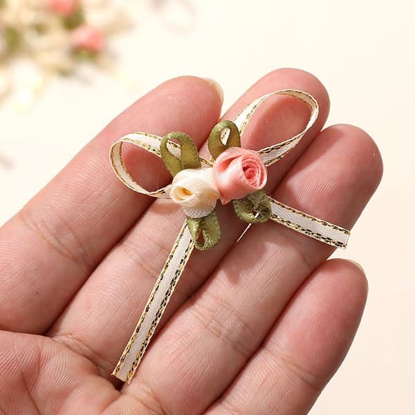(10st/förpackning) 4,5 cm rosknopp rosett vit rosa 2 rosenrosetter presentförpackning 2