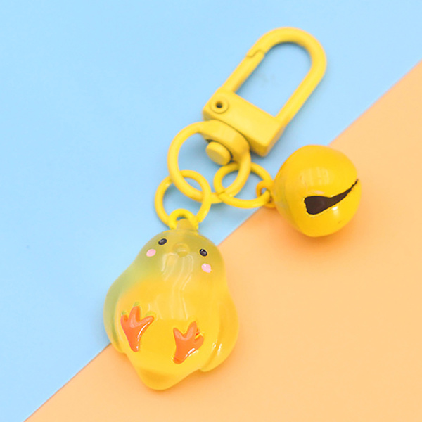 Luminous Peace Chicken Key Chain Cartoon Animal Pendant Keyring D