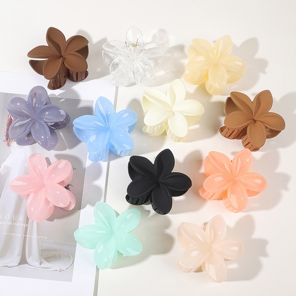 Nye Matte Flower Claw Clips Dame Hårklør Floral e Girls Hai A9