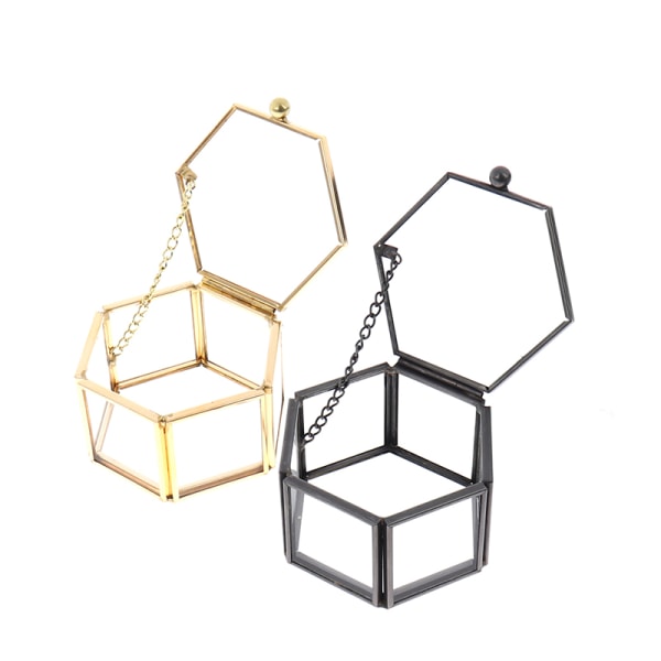Geometrinen lasi korulaatikko korut Järjestä Holder Ring Box Gold