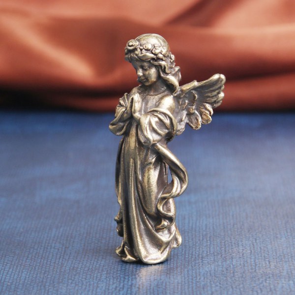 Retro Kobber God of Love Amor Statue Ornamenter Messing Angel Fig