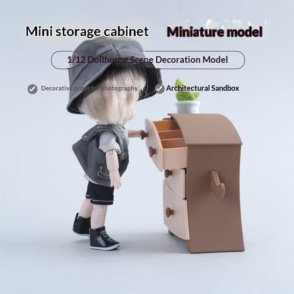 Miniatyr och tecknad förvaringsskåpsprydnad 1/12 dockhusmöbler Coffee