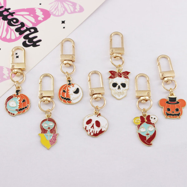 Halloween nøglering Funny Pumpkin Ghost Witch Hat Pendant Key Ri A9