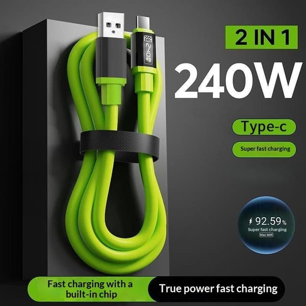 1/3 st USB C till C 240W snabbladdande strömdisplaykabel 1 Green B