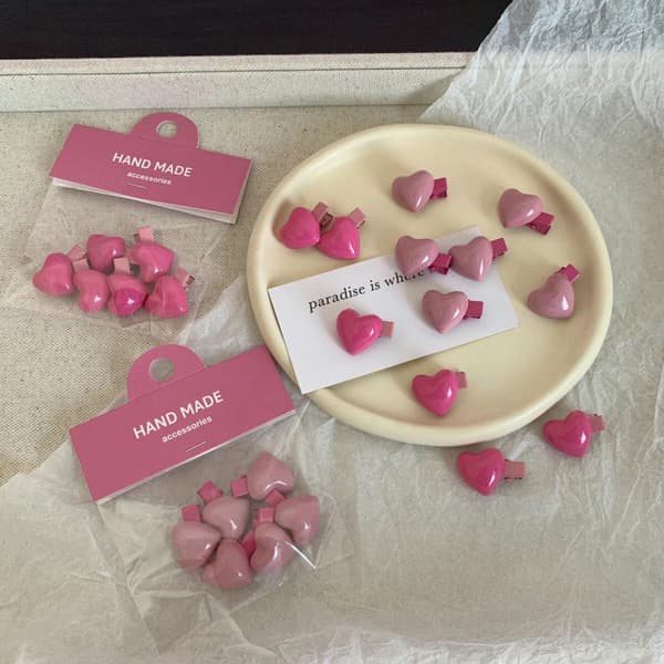 6 Stk/Sæt Peach Heart Mini Hårnåle e Sweet Pink Bangs Clip For A2