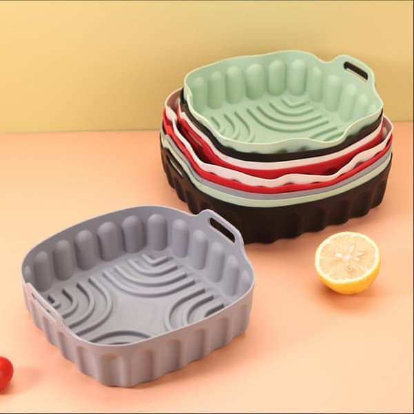 Silikone Airfryer Bagekurv Bakkeindsats Genanvendelig Non-stick Red Large