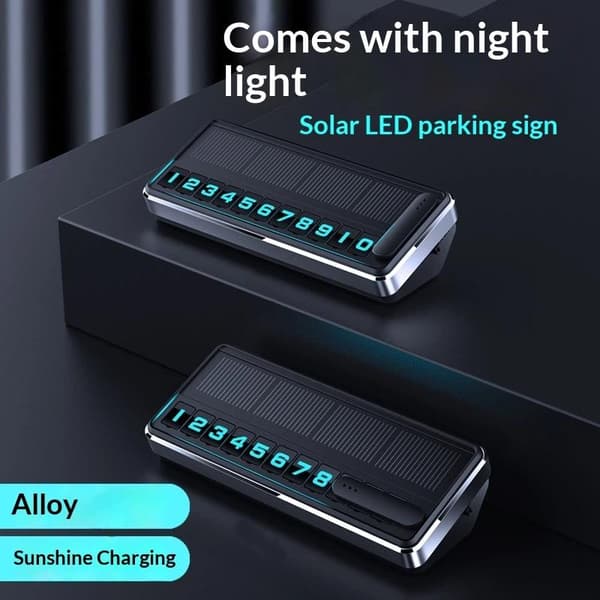 Solar Bil Telefonnummer Plade Led Belysning Midlertidig Parkering Bil Silver