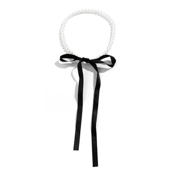 Elegant svart fløyelsbånd Bowknot Choker-kjede for kvinner W