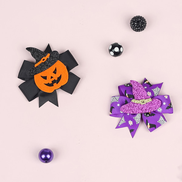 Børn Halloween sløjfer Hårclips til babypiger skinnende sløjfe A1