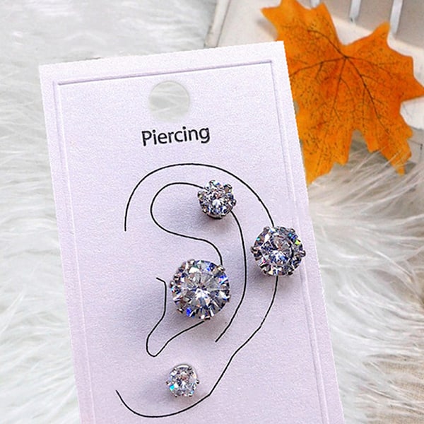 Crystal Magnetic Ear Stud Øreringe Zircon Magnet Øreringe 1pair 4mm
