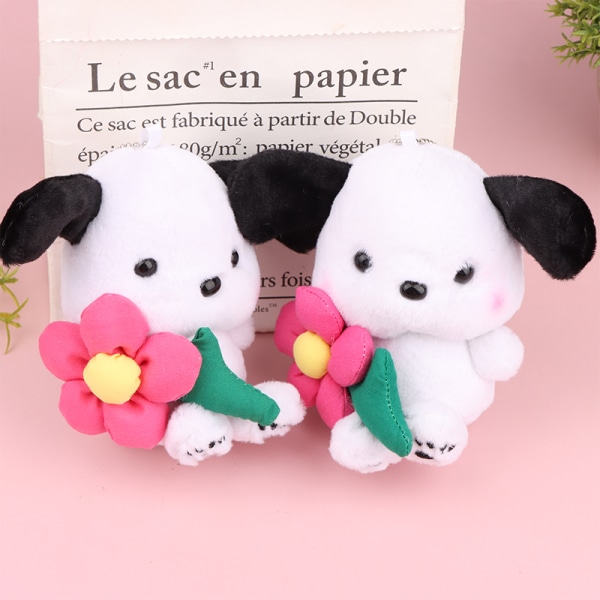 Pochacco Plys Legetøj Blomst Puppy Doll Pendant nøglering rygsæk