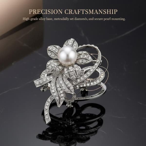 Mote Rhinestone Perle Blomst Brosjer For Kvinner Klær Kåpe