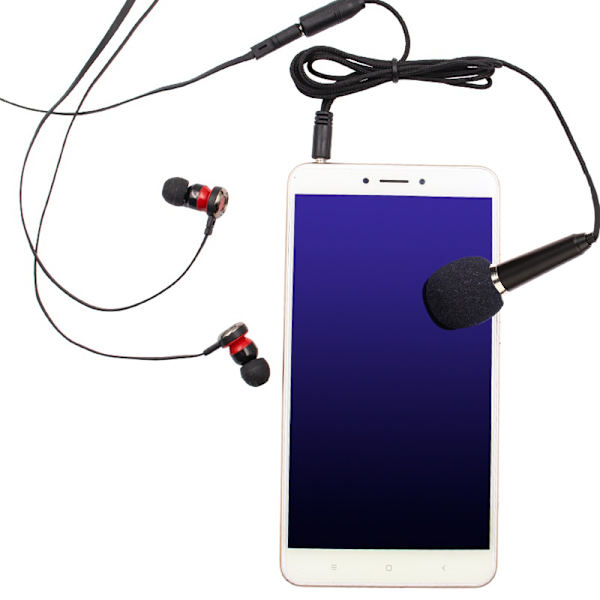 3,5 mm Karaoke Mic hörlurar Mini stereo hörlurar In-Ear Headset Black with Headset