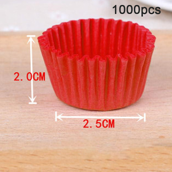 1000 STK 25x20 mm Kage Cupcake Liner Bage Muffin Bakke Kageform red