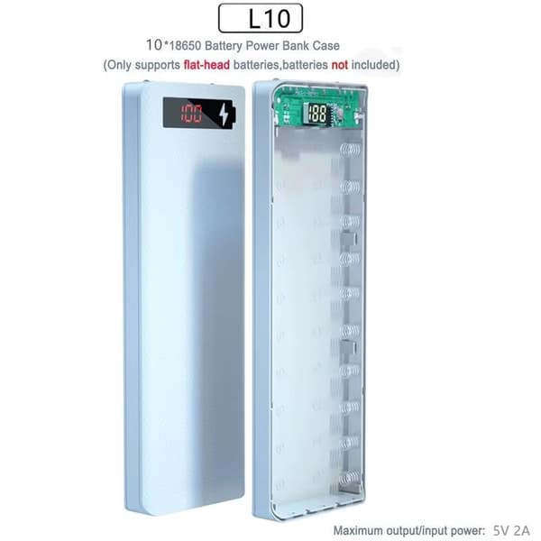 8-slots 18650 Power Bank-etui DIY Digitalt Display 5V 21A A2