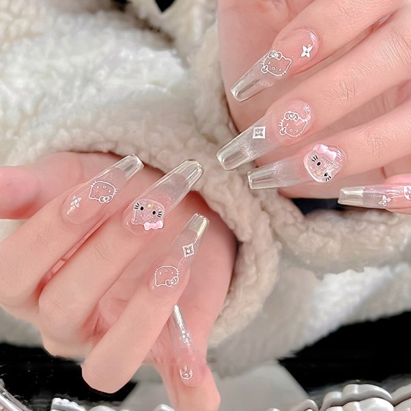 10st Fine Flicker Katie Cat Nail Cartoon Accessoarer Mini Resi DZ781-04