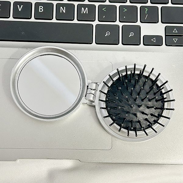 Minikokoontaittuva turvatyynykampapeili hierontakampa All-In-One Air White